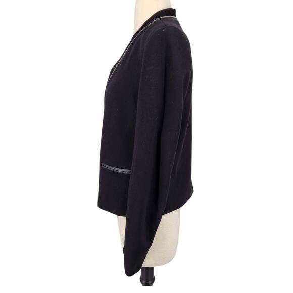 Rebecca Taylor Blazer – Zipper Detail & Faux Leather Trim Black Size 6 - Picture 4 of 7